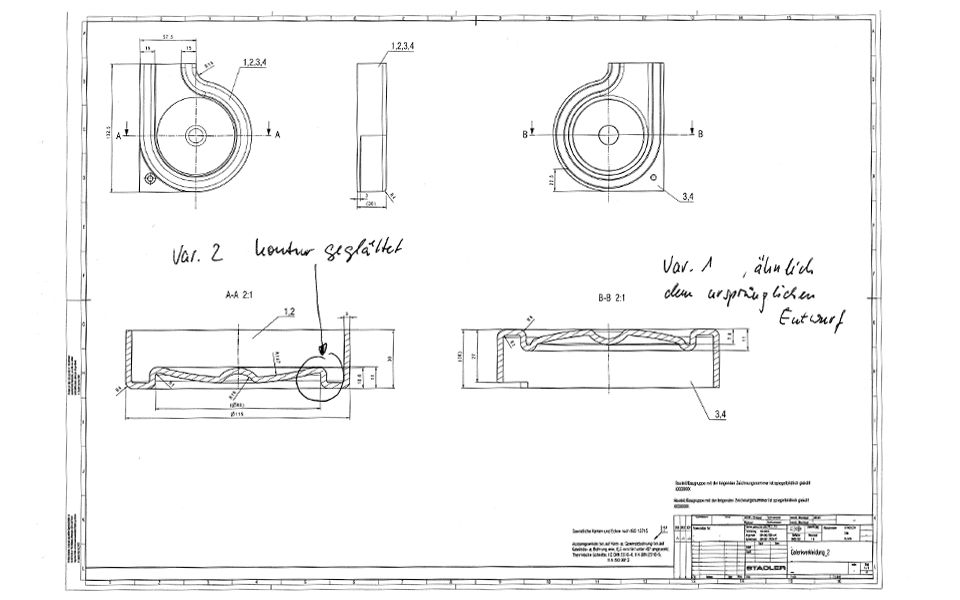 Technical drawing for thermoforming tool 